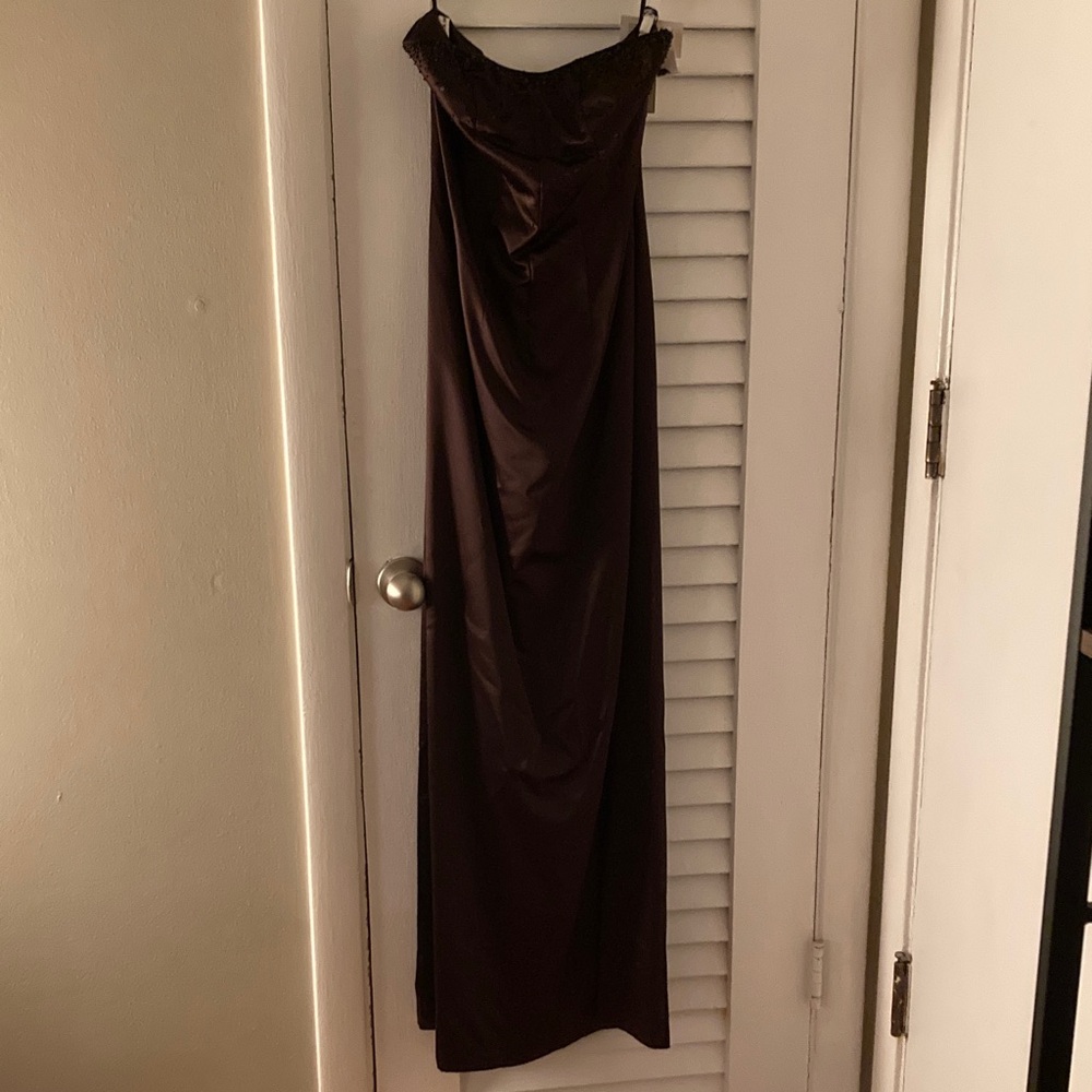🤎NWT, PHOEBE for KAY UNGER Elegant Brown Strapless Dress🤎